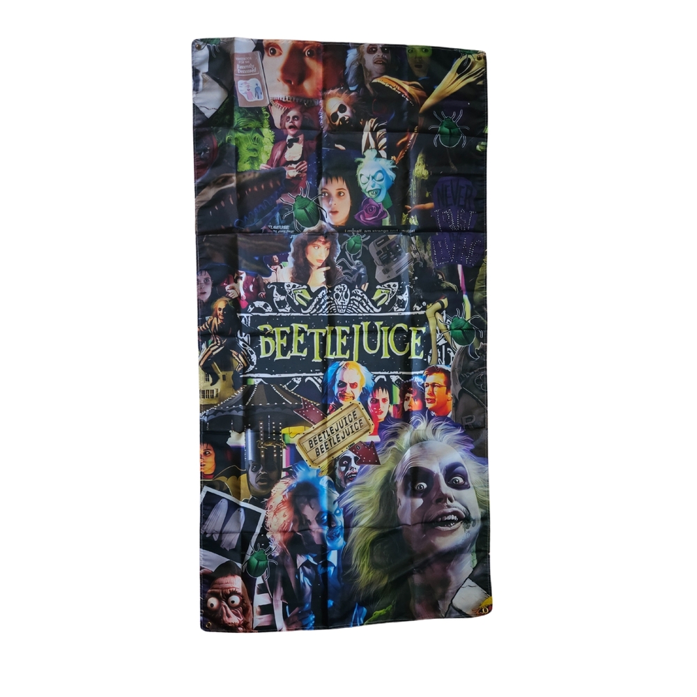 Colorful Beetlejuice Collage Halloween Door Decor
